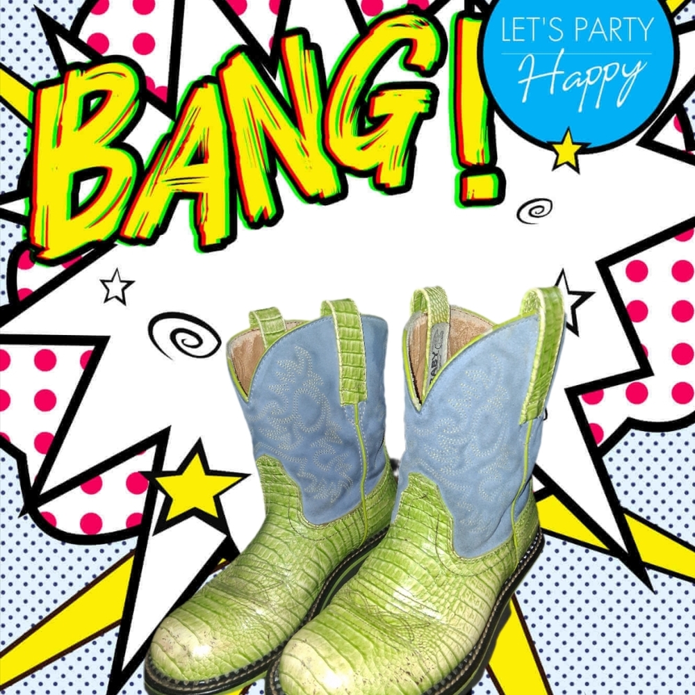 Ariat Vibrant Green and Blue Heeled Boots